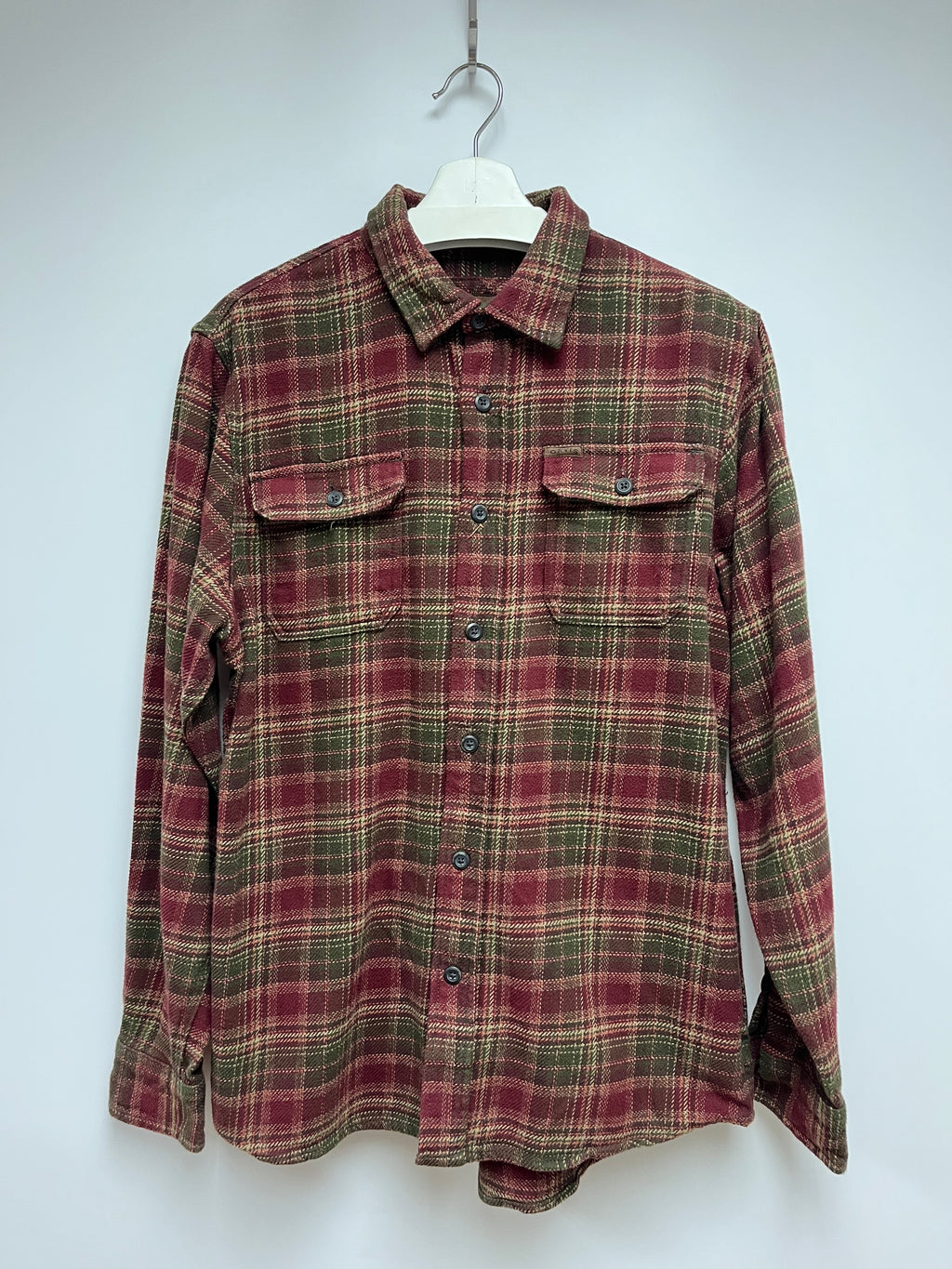 ORVIS RED AND GREEN HEAVYWEIGHT FLANNEL SHIRT WITH CHEST POCKETS