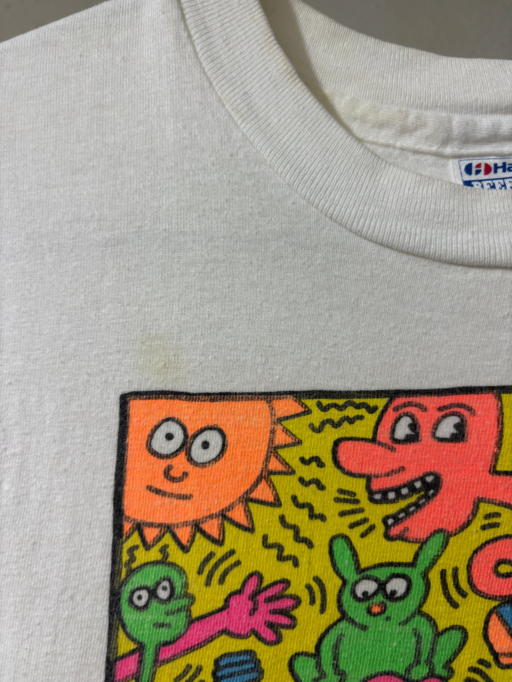VINTAGE 1990S HANES BEEFY T 'KEITH HARING NEW YORK CITY' YOUTH T-SHIRT