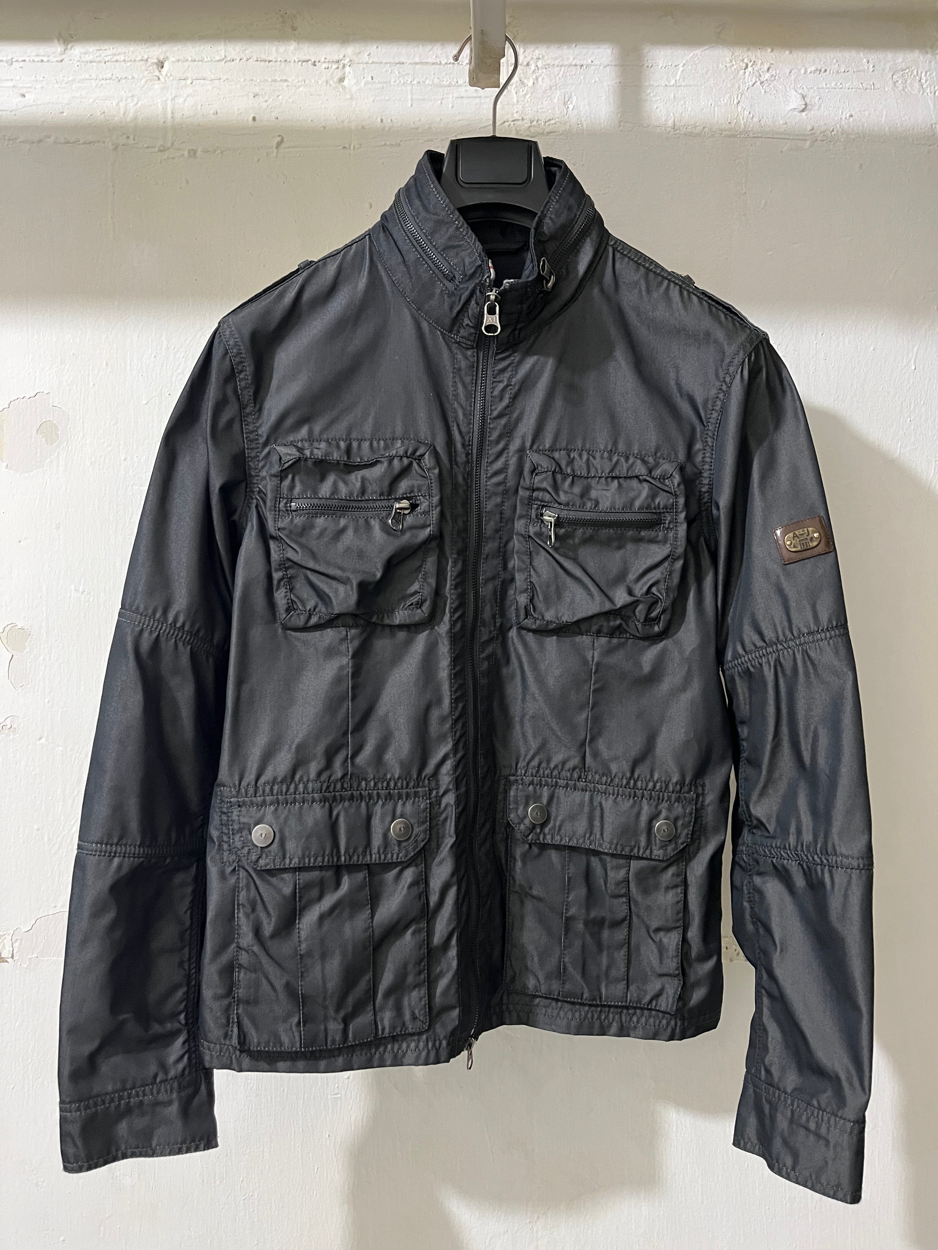 ARMANI JEANS POLY JACKET WITH MULTIPLE POCKETS IN GREY