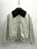 JIL SANDER LIGHT BEIGE BOMBER JACKET WITH DETACHABLE BLACK COLLAR