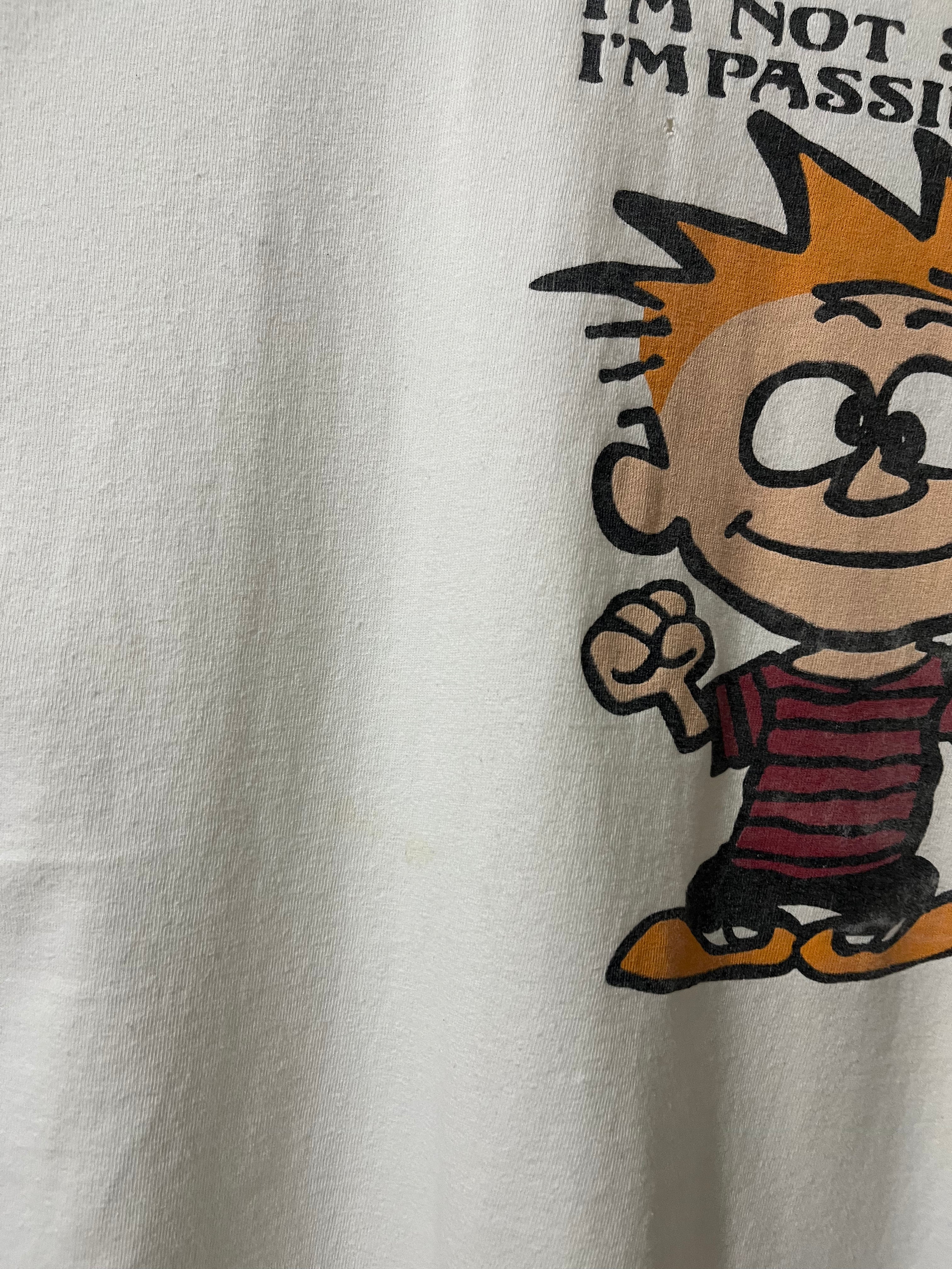 VINTAGE 2000S CALVIN AND HOBBES 'PASSING GAS' T-SHIRT