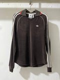 BROWN ADIDAS POLO WITH SLEEVE STRIPED DETAILS