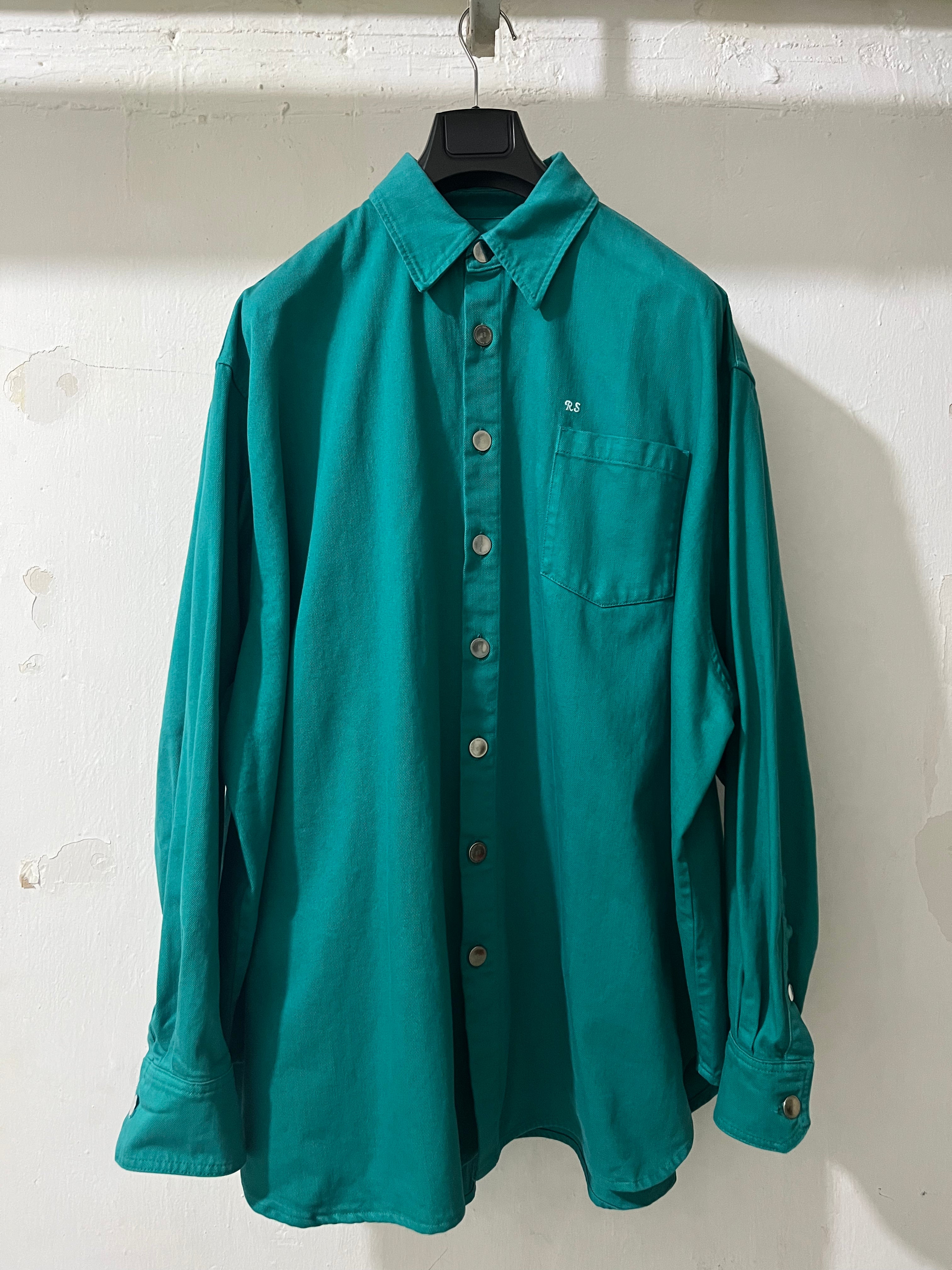 FW21 RAF SIMONS BIG FIT DENIM SHIRT 'PETROL'
