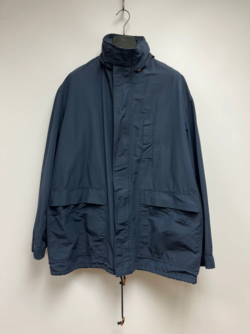 ARMANI JEANS NAVY PARKA WITH BOTTOM BIG POCKETS AND HIDDEN HOOD