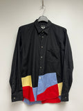 23SS SS23 COMME DES GARCONS HOMME PLUS BLACK SHIRT WITH MULTI-COLOR BOTTOM PANELS