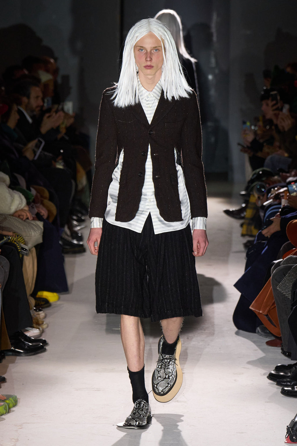 COMME des GARÇONS HOMME PLUS STRIPED WOOL SHORTS