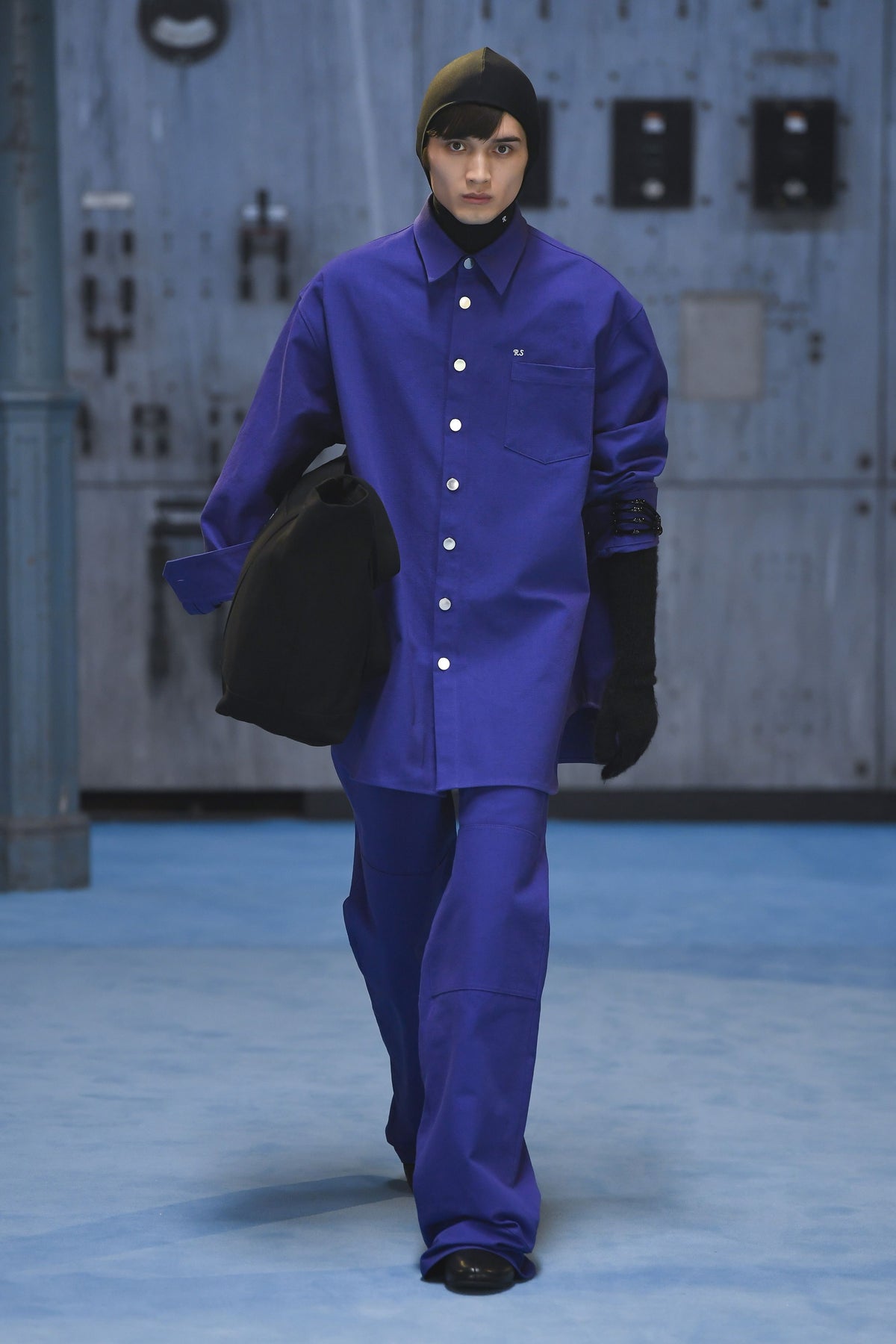 FW21 RAF SIMONS BIG FIT DENIM SHIRT 'PETROL'